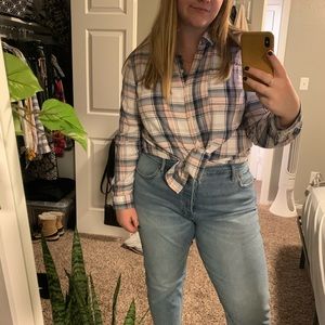 Pink and blue plaid shirt